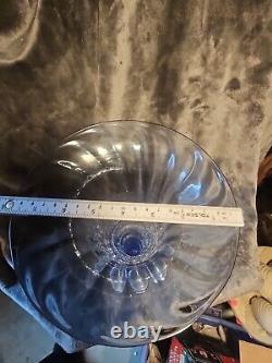 Vase en verre d'art Murano italien antique (années 1920) bleu soufflé à la main en spirale grand