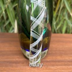 Vase en verre d’art Murano vintage Sommerso Latticino, milieu du siècle, en forme de goutte d’eau, queue de poisson