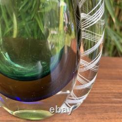 Vase en verre d’art Murano vintage Sommerso Latticino, milieu du siècle, en forme de goutte d’eau, queue de poisson