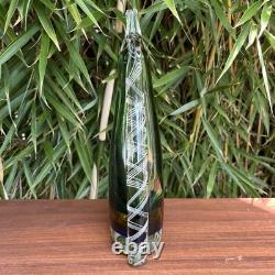 Vase en verre d’art Murano vintage Sommerso Latticino, milieu du siècle, en forme de goutte d’eau, queue de poisson