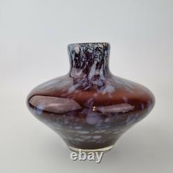 Vase en verre d'art Murano vintage marbré bordeaux de 14 cm de hauteur