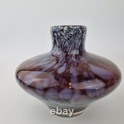 Vase en verre d'art Murano vintage marbré bordeaux de 14 cm de hauteur