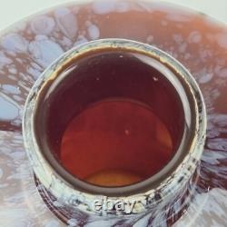 Vase en verre d'art Murano vintage marbré bordeaux de 14 cm de hauteur