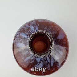Vase en verre d'art Murano vintage marbré bordeaux de 14 cm de hauteur