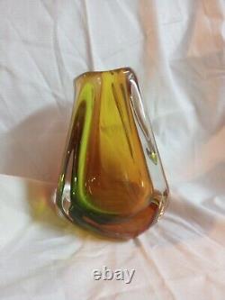 Vase en verre d'art Paul Harrie, série Sunrise River, soufflé à la main, signé