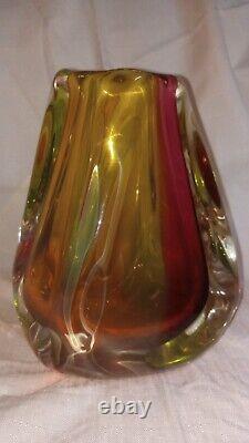 Vase en verre d'art Paul Harrie, série Sunrise River, soufflé à la main, signé