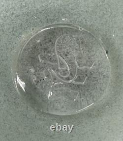 Vase en verre d'art Strathearn vintage vert/lilas avec saumon bondissant et plat assorti