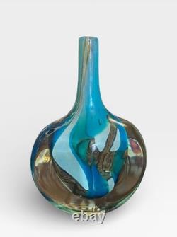 Vase en verre d'art 'Tiger' Mdina Eric Dobson années 1970 20 cm Malte