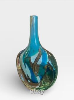 Vase en verre d'art 'Tiger' Mdina Eric Dobson années 1970 20 cm Malte