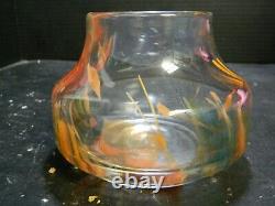 Vase en verre d'art Vintage signé Fostoria Impressions 3,75 x 5 x 5 Excellent état
