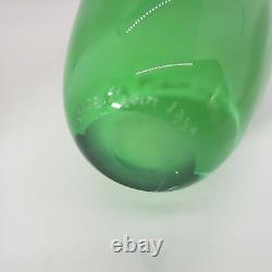 Vase en verre d'art Vintage signé Steven Main 1989 en coffret 7 Main Studio vert clair