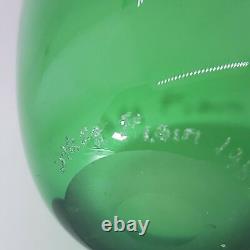 Vase en verre d'art Vintage signé Steven Main 1989 en coffret 7 Main Studio vert clair