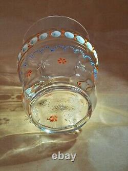 Vase en verre d'art antique soufflé à la main peint à l'émail transparent de 4,5 pouces de hauteur