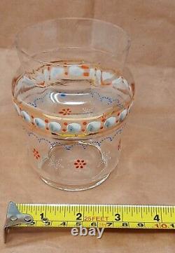 Vase en verre d'art antique soufflé à la main peint à l'émail transparent de 4,5 pouces de hauteur