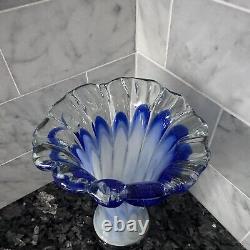 Vase en verre d'art bleu balancé vintage italien de Murano