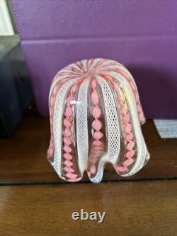 Vase en verre d'art de Murano, Italie, avec des éclats de latticinio et d'aventurine, modèle fazzoletto/kerchief