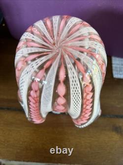 Vase en verre d'art de Murano, Italie, avec des éclats de latticinio et d'aventurine, modèle fazzoletto/kerchief