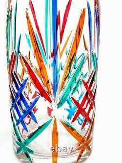 Vase en verre d'art de studio Murano signé/boîte/certificat luxueux de 27cm