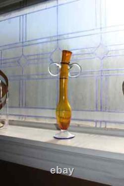 Vase en verre d'art de studio Thomas Maras 1994 avec poignées