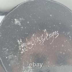 Vase en verre d'art de studio avec décoration tourbillon par Hayley Glass Designs 13,5 cm