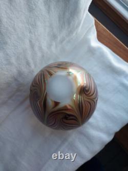 Vase en verre d'art de studio signé Eickholt 2010 Plume dorée PRIX RÉDUIT