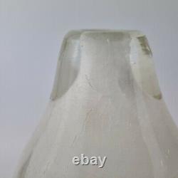 Vase en verre d'art du 20ème siècle effet craquelé blanc intérieur 23,5 cm 3,906 kg
