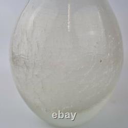 Vase en verre d'art du 20ème siècle effet craquelé blanc intérieur 23,5 cm 3,906 kg