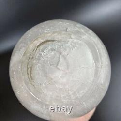 Vase en verre d'art du 20ème siècle effet craquelé blanc intérieur 23,5 cm 3,906 kg