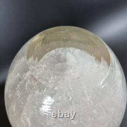Vase en verre d'art du 20ème siècle effet craquelé blanc intérieur 23,5 cm 3,906 kg
