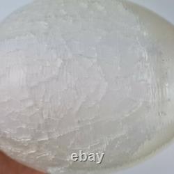 Vase en verre d'art du 20ème siècle effet craquelé blanc intérieur 23,5 cm 3,906 kg