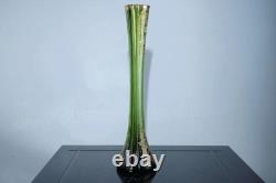 Vase en verre d'art émaillé or vert Moser C1900