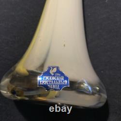 Vase en verre d'art en cristal de plomb 24% GUS KHRUSTALNY RUSSIE Pbo rare vintage Gusevsky