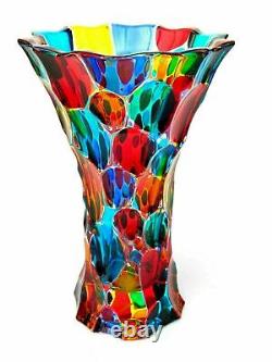 Vase en verre d'art étonnant Pezzato Patchwork Fazzoletto, signé, avec boîte et certificat.