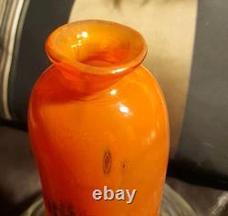 Vase en verre d'art français contemporain. Signé par Daniel Baroy, 1987