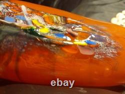 Vase en verre d'art français contemporain. Signé par Daniel Baroy, 1987