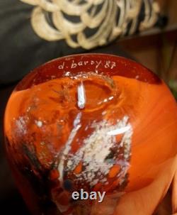 Vase en verre d'art français contemporain. Signé par Daniel Baroy, 1987