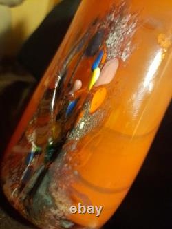 Vase en verre d'art français contemporain. Signé par Daniel Baroy, 1987