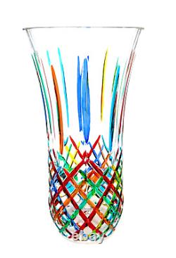 Vase en verre d'art italien de Murano Mazzega, énorme de 29,5 cm, signé/boîte/certificat.