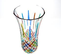 Vase en verre d'art italien de Murano Mazzega, énorme de 29,5 cm, signé/boîte/certificat.