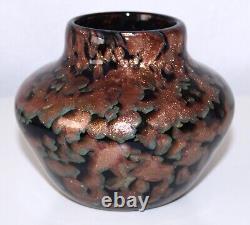 Vase en verre d'art italien signé V Nason 1999 Cuivre Aventurine Petit 4,5 pouces