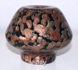 Vase en verre d'art italien signé V Nason 1999 Cuivre Aventurine Petit 4,5 pouces