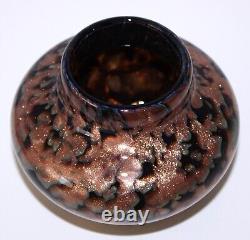 Vase en verre d'art italien signé V Nason 1999 Cuivre Aventurine Petit 4,5 pouces