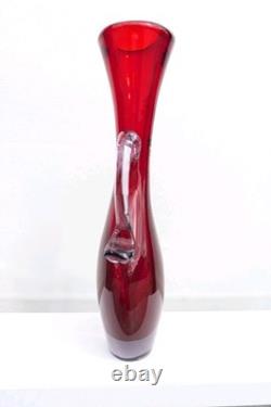 Vase en verre d'art italien vintage Murano vénitien rouge lilas sommerso éclat de manganèse