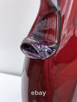 Vase en verre d'art italien vintage Murano vénitien rouge lilas sommerso éclat de manganèse