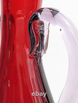 Vase en verre d'art italien vintage Murano vénitien rouge lilas sommerso éclat de manganèse