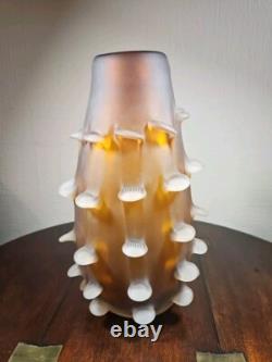 Vase en verre d'art italien vintage du milieu du siècle, satiné, corroso, tiré.