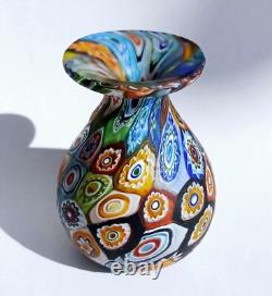 Vase en verre d'art miniature Millefiori de Murano ancien