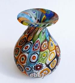 Vase en verre d'art miniature Millefiori de Murano ancien