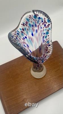 Vase en verre d'art multicolore de style vintage Murano 28 cm soufflé à la main