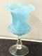 Vase En Verre D&rsquo;art Opalin Turquoise Vintage Empoli Italien